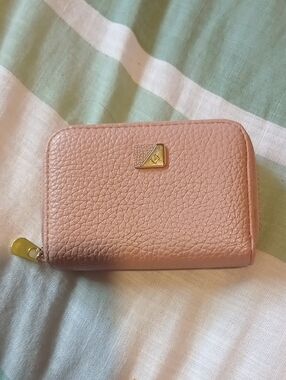 Blush Pink Pebbled Zip Card Wallet - Unknown Brand